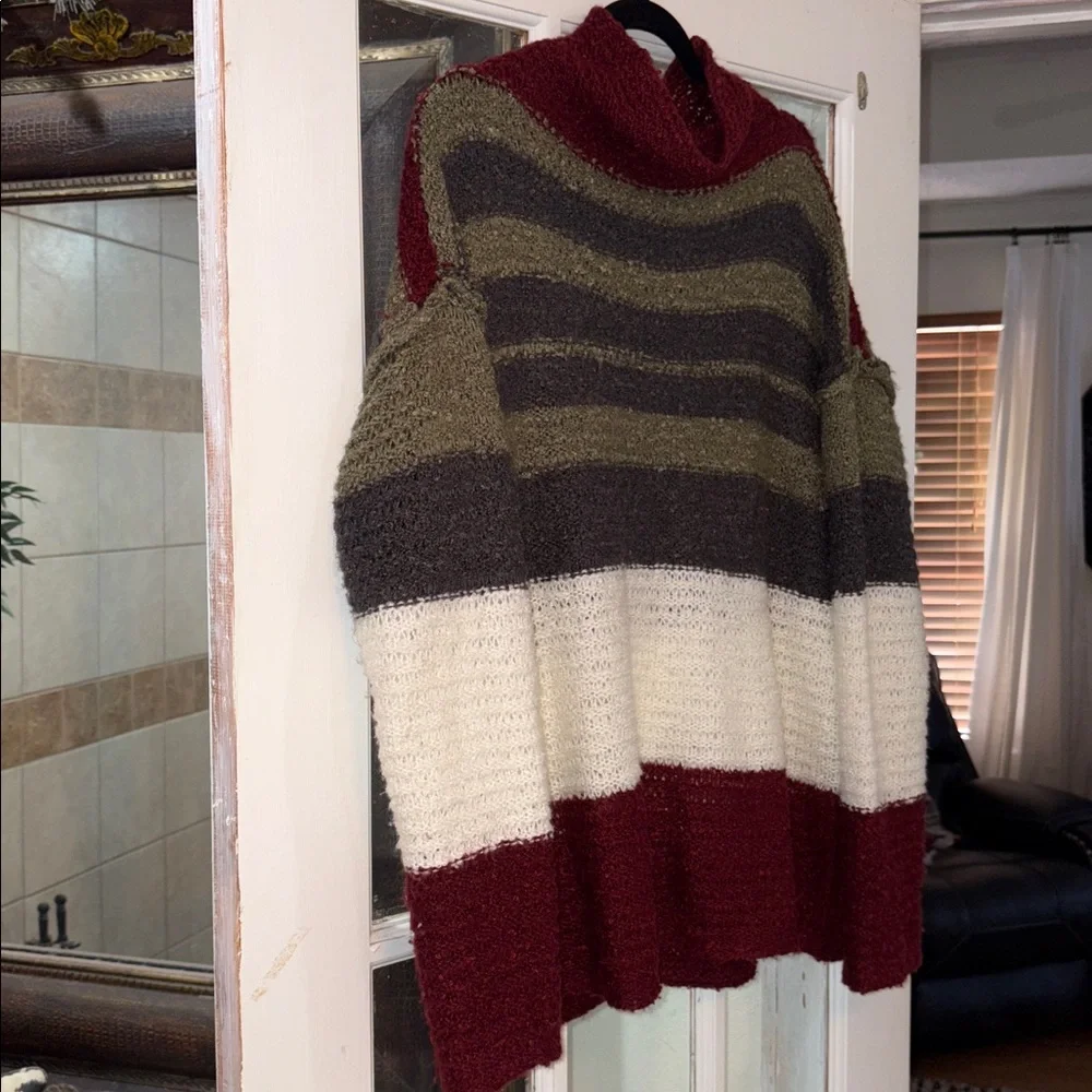 True Craft Striped Multicolor Sweater 0X